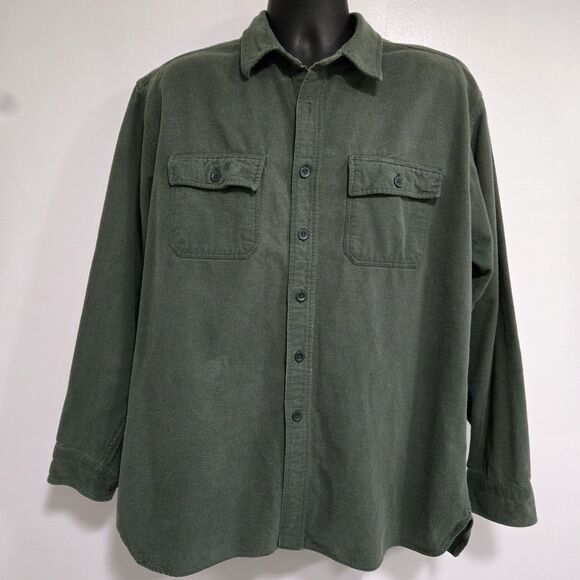 LL Bean Size XL Reg Deep Green Flannel Shirt‎ Traditional Fit Shacket MT03 - Picture 1 of 7